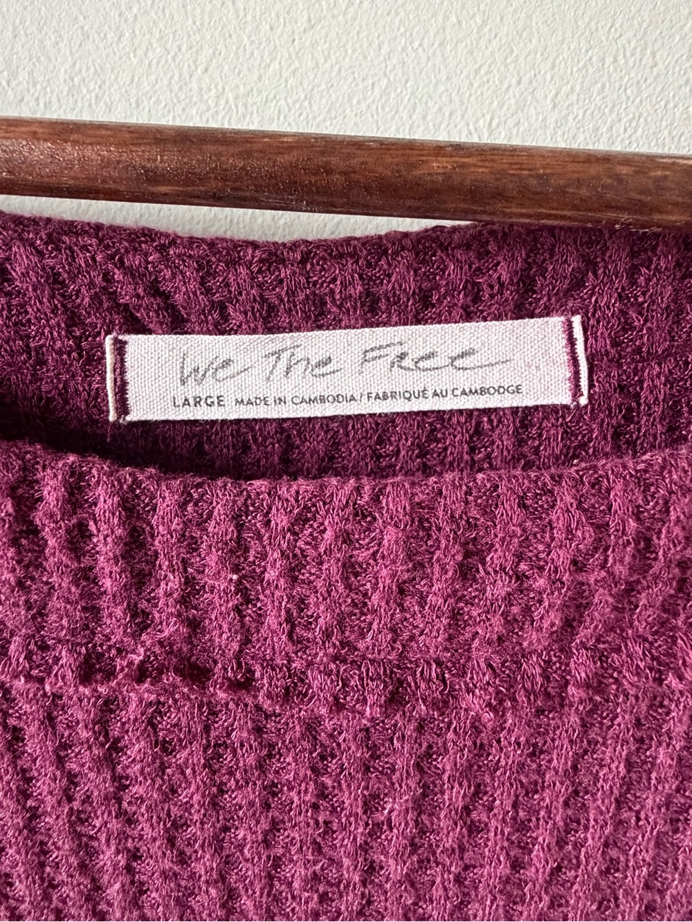 Free People | We the Free | Thermal Knit Top | Waffle Knit | Oversized | Large - Picture 3 of 8